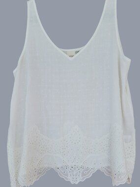 Everleigh Swiss Dot Eyelet Lace Tank Top White Cottagecore Flowy Festival Boho